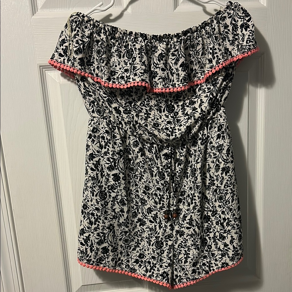 Floral Off-Shoulder Top with Pink Accents